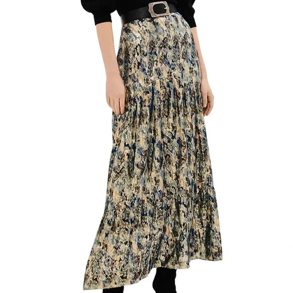 ba&sh Black and Cream Maxi Skirt - Picture 2 of 14